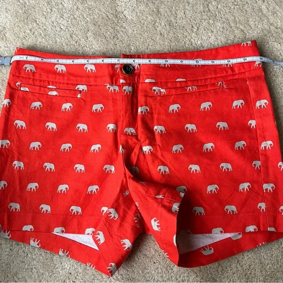 Banana Republic Women's Orange Elephant Themed Chino Shorts - Size 4 - VGUC - Picture 8 of 9